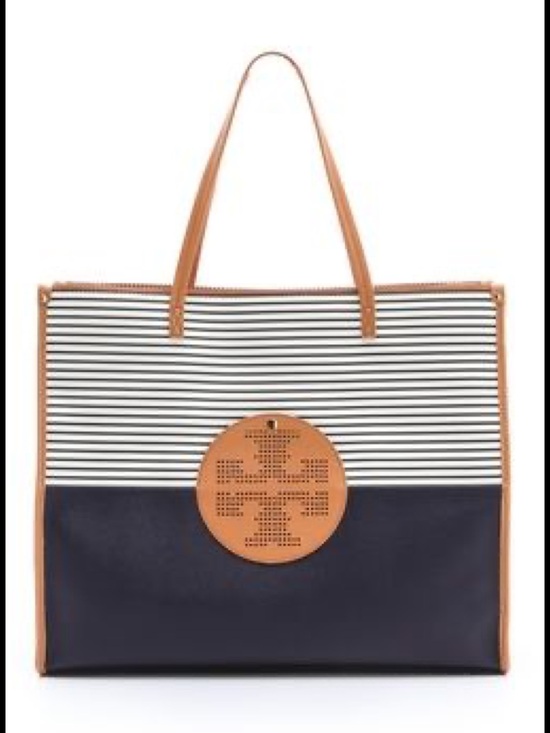 Tory Burch Handbags - Tory Burch Navy & White Striped Tote